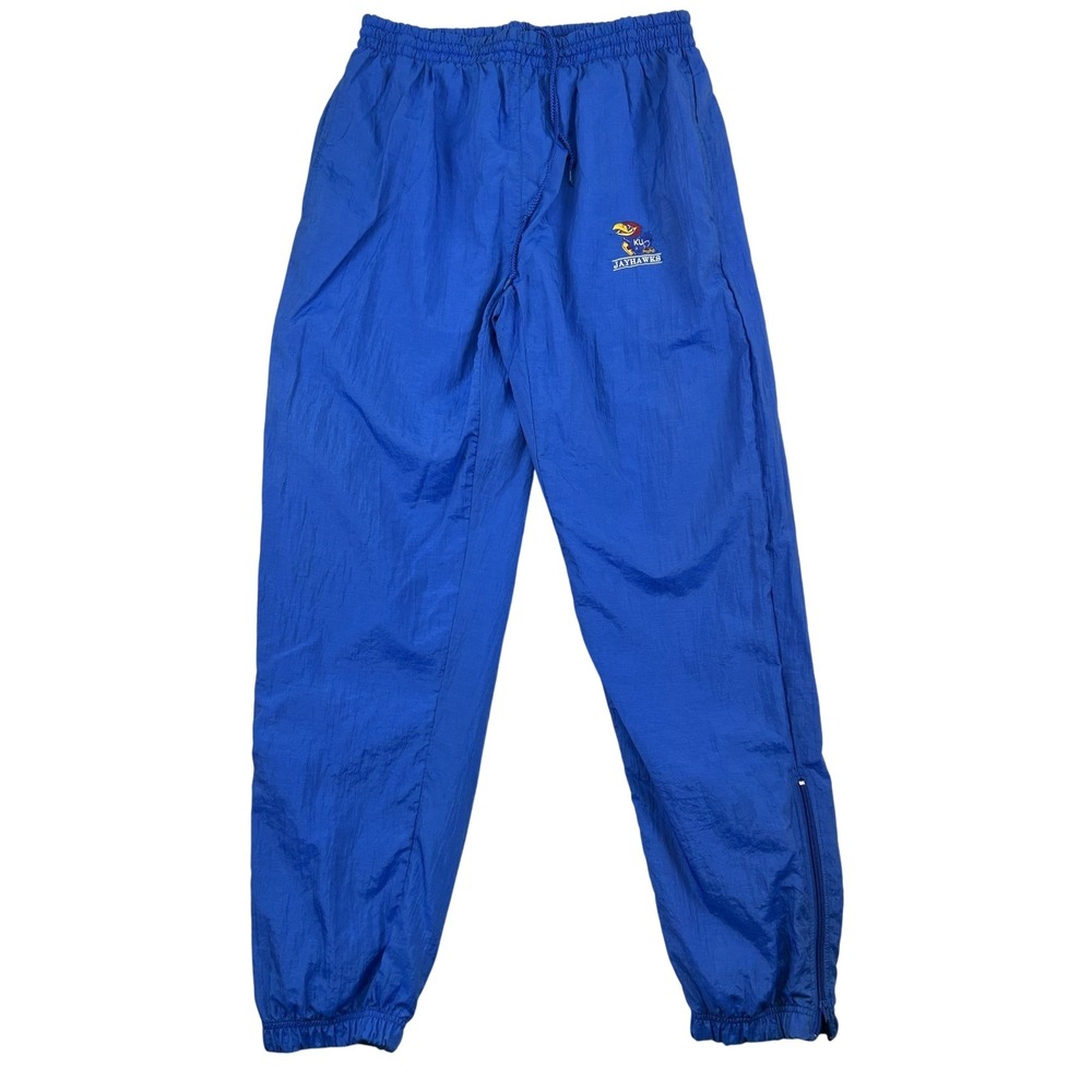 Vintage Kansas Jayhawks‎ Pants Mens Medium Blue Warm Up Track Windbreaker NCAA